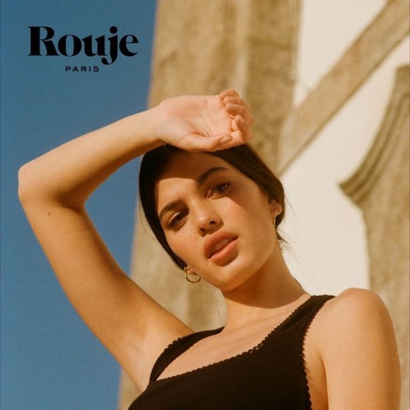 NWT ROUJE Addie Dress Cross Back with Scallop Lace Detail at Edges Black - Picture 6 of 10